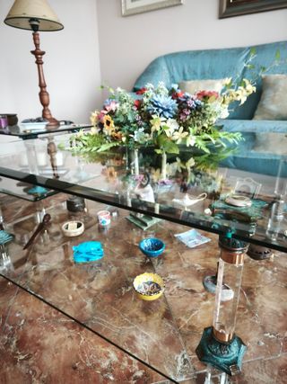 Juego 2 mesas cristal para salón.