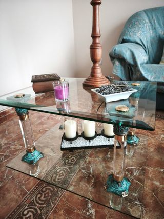 Juego 2 mesas cristal para salón.