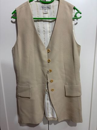 Chaleco largo traje beige Talla M