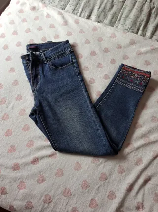 Tejanos con bordado multicolor