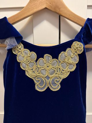 Traje Tutú Ballet Niña Azul y Dorado