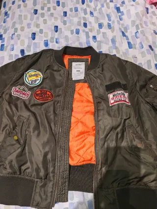 Chaqueta Bomber Bershka Verde Talla XL