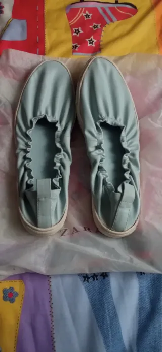 Manoletinas Zara Celestes Talla 41