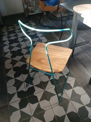 Silla diseño italiano hierro y madera