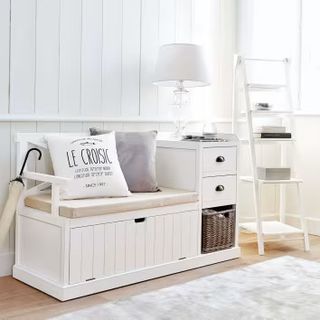 Banco zapatero 3 cajones y cesto ratán