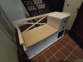 Banco zapatero 3 cajones y cesto ratán