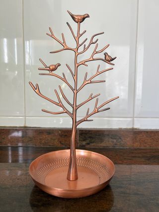 Joyero árbol con pájaros cobre