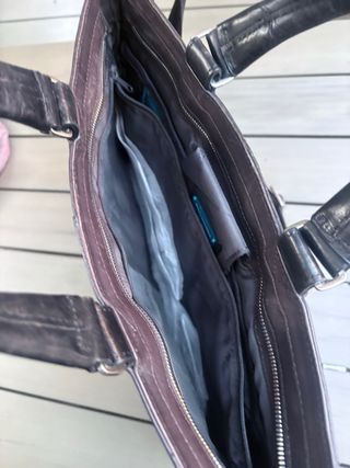 Borsa in vera pelle porta PC Piquadro marrone