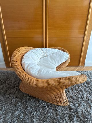 Silla mimbre diseño vintage meditación yoga