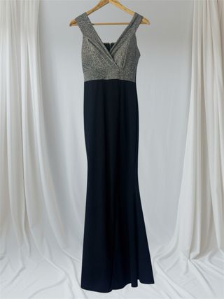 Vestido sirena negro y plateado