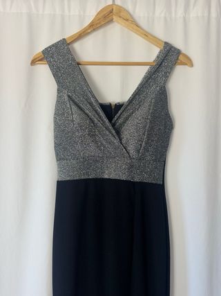Vestido sirena negro y plateado