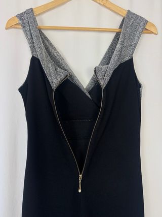 Vestido sirena negro y plateado