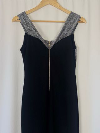 Vestido sirena negro y plateado