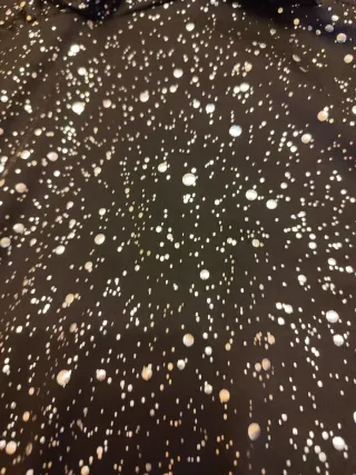 Top Negro con Cuello Smoking y Estampado Plateado