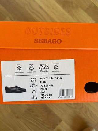 Mocasines Sebago Dan Triple Negro Talla 46
