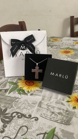 Collana Marlù Croce Acciaio Argento