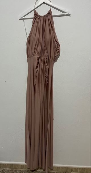 Vestido largo invitada beige/marrón