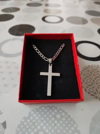 Collar Cruz Acero Plata