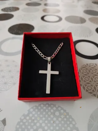 Collar Cruz Acero Plata