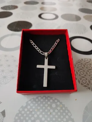 Collar Cruz Acero Plata