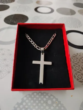 Collar Cruz Acero Plata