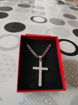 Collar Cruz Acero Plata