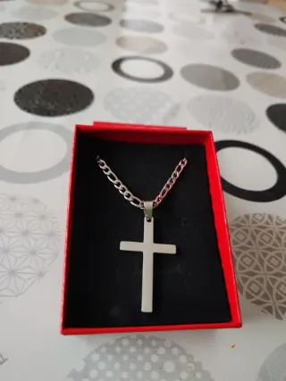 Collar Cruz Acero Plata