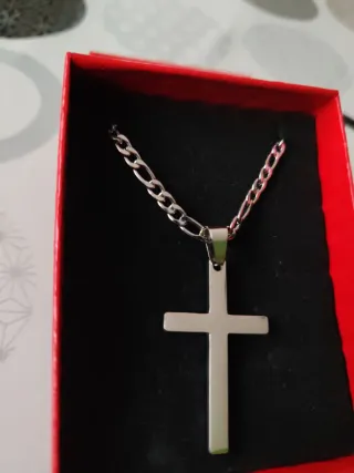 Collar Cruz Acero Plata