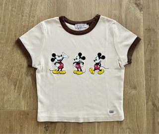 Crop top beige Mickey Mouse Pull&Bear Talla S