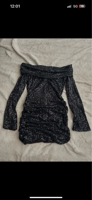 Vestido lentejuelas negro fiesta fin de año