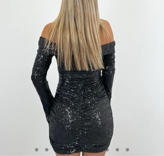 Vestido lentejuelas negro fiesta fin de año