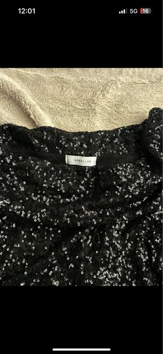 Vestido lentejuelas negro fiesta fin de año