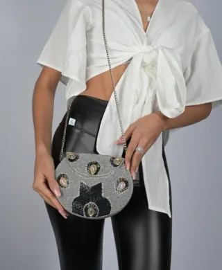 Bolso fiesta lentejuelas plateado