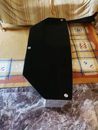 Mesa TV cristal negro y blanco