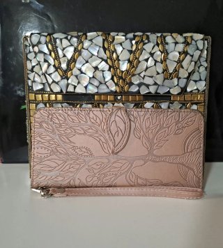 Bolso fiesta elegante multicolor y dorado