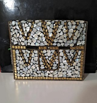 Bolso fiesta elegante multicolor y dorado
