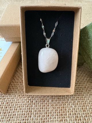 Collar mineral ✦Cuarzo Rosa✦ Cadena inoxidable