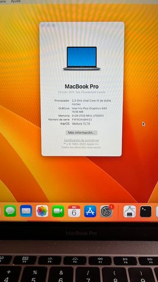 MacBook Pro 2017 gris espacial 13’’_128GB_8gb RAM