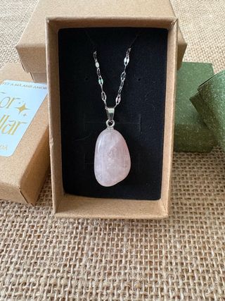 Collar mineral ✦Cuarzo Rosa✦ Cadena inoxidable