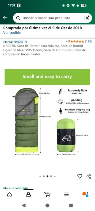 Saco de dormir azul y gris