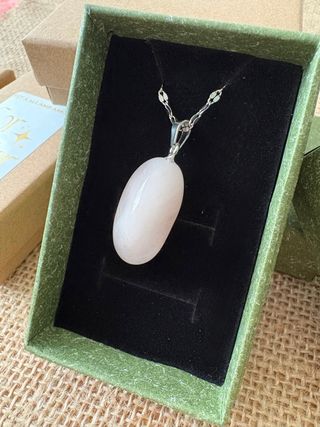 Collar mineral ✦Cuarzo Rosa✦ Cadena inoxidable