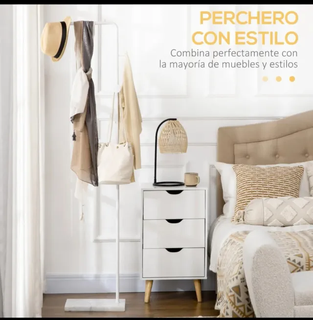 Perchero de pie con base de mármol