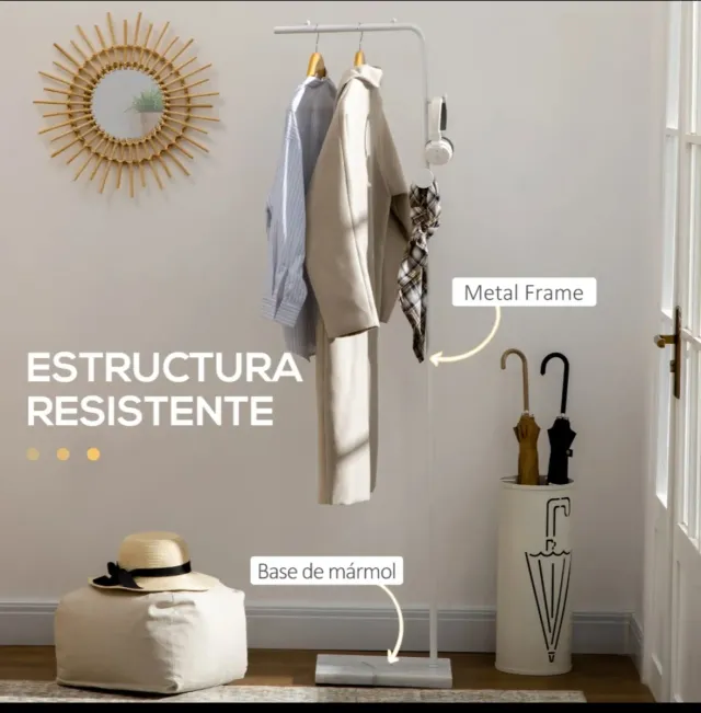 Perchero de pie con base de mármol