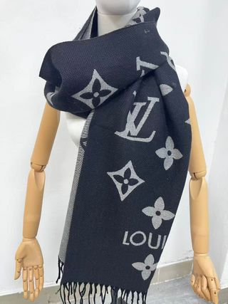 Bufanda Louis Vuitton Punto Negro Gris
