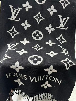 Bufanda Louis Vuitton Punto Negro Gris