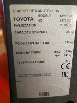 Apilador transpaleta Toyota  Frutero