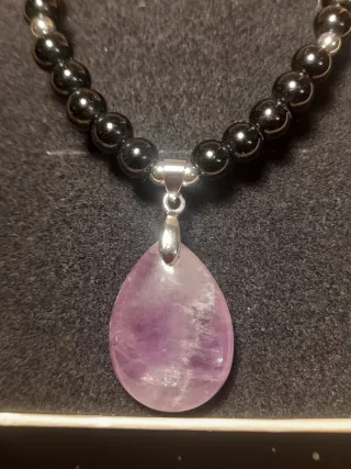 Collar Turmalina Negra con Colgante Amatista