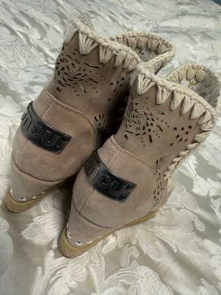 Botas MOU Piel Beige Talla 7cm