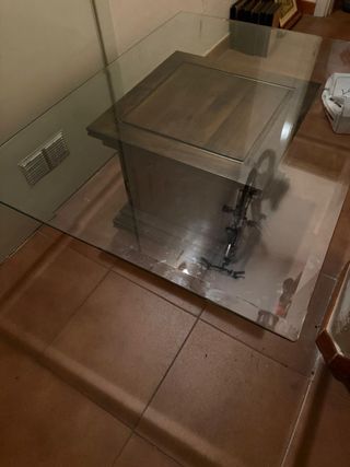 Mesa de centro cristal y madera