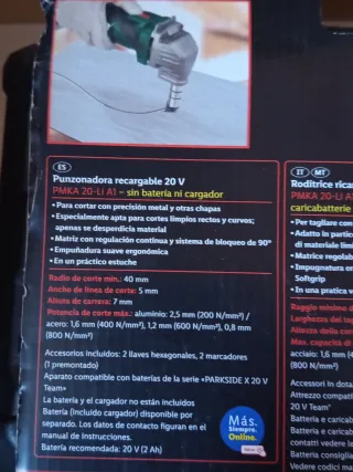 Punzonadora Parkside 20V PMKA 20-LI A1